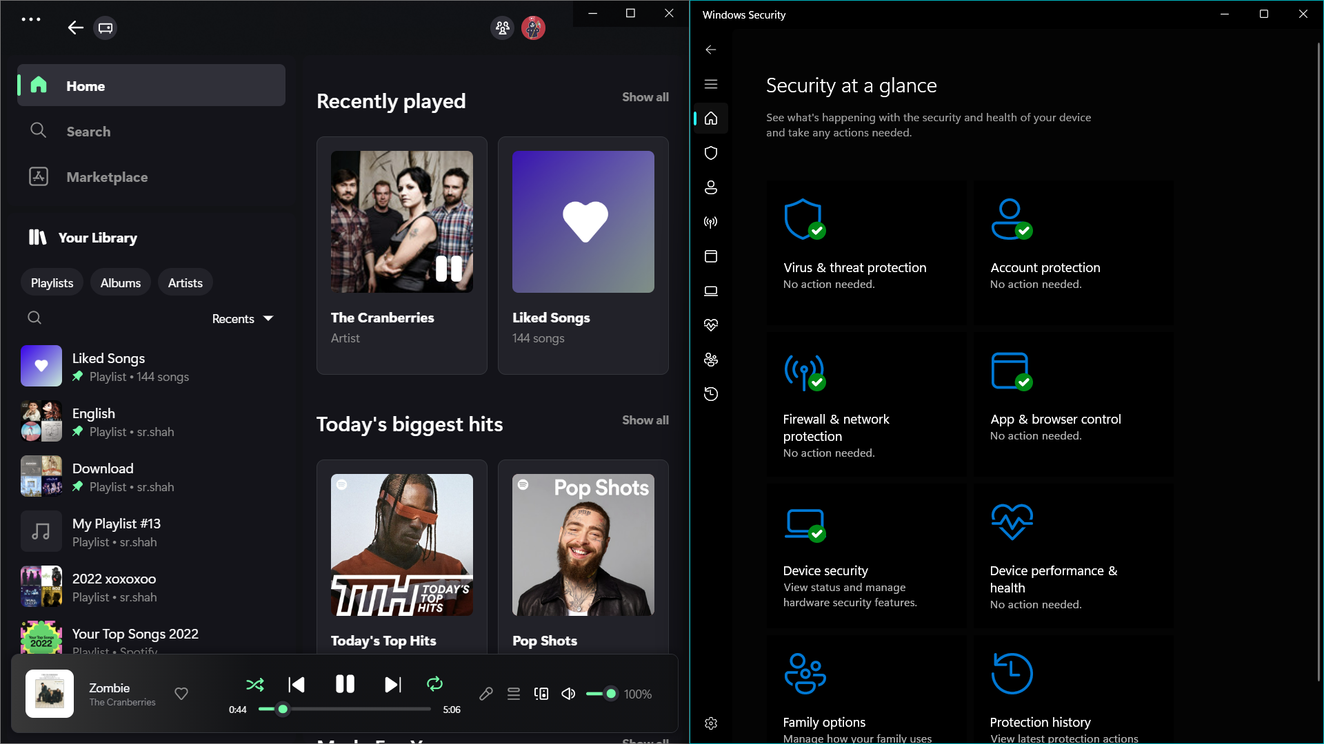 Logged in to Spotify with Spicetify and Windows shows no problems